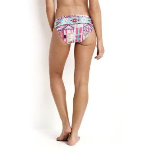 SEAFOLLY Beach Bazaar Persian Pink Patchwork Print Hipster Bikini Bottom Size 8 - Picture 1 of 11
